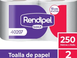 TOALLA MANOS PAQ 2 ROLLOS X 250 MTS RENDIPEL