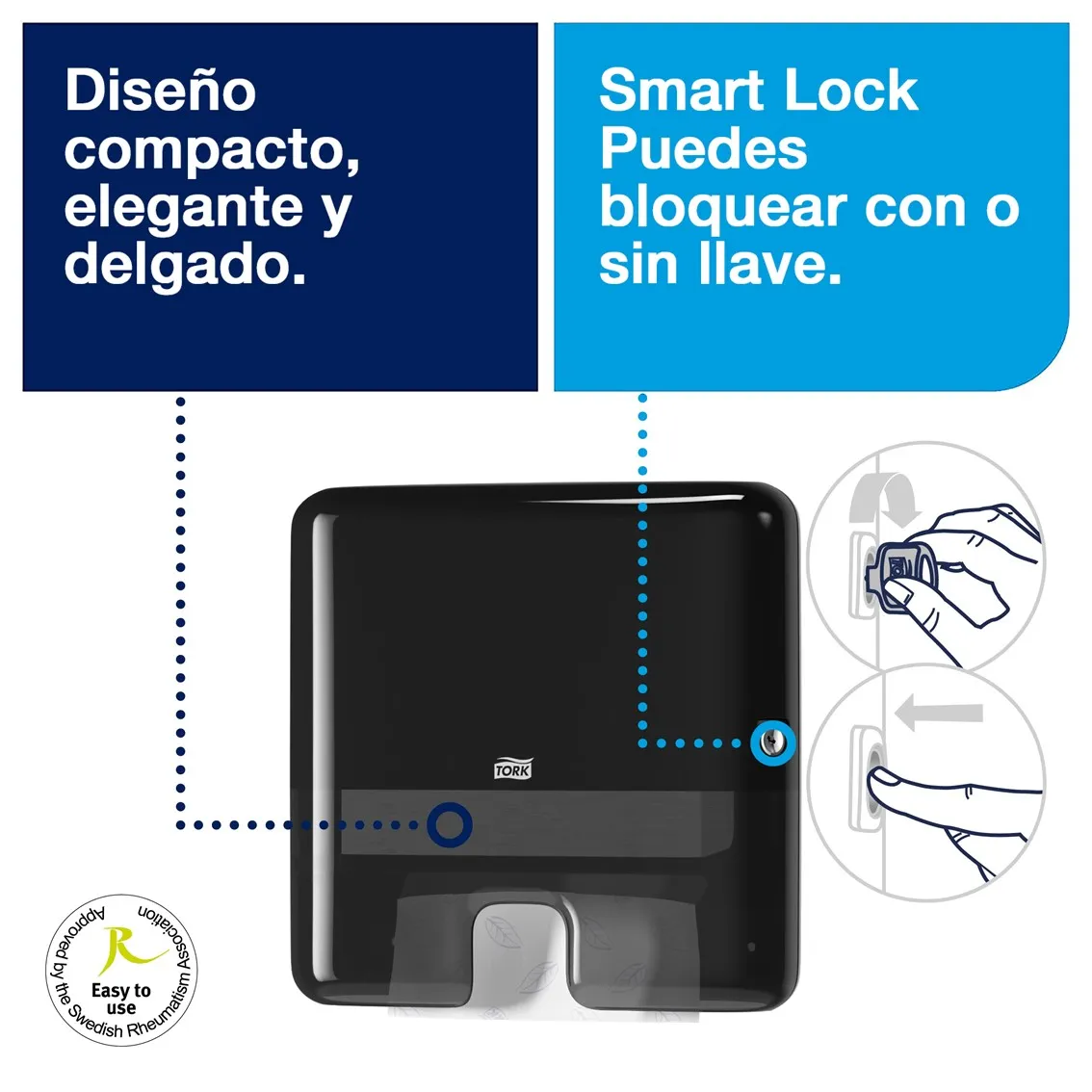 DISPENSADOR TOALLA INTERFOLIADA ELEVATION NEGRO MINI TORK - Imagen 2