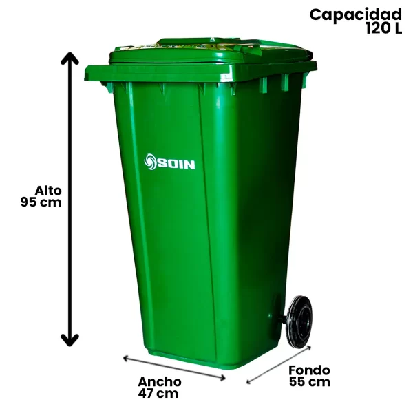 CONTENEDOR DE BASURA 120 LTS. VERDE