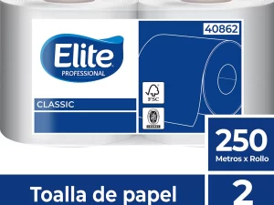 TOALLA MANOS ECONOMICA PAQUETE 2 ROLLOS X 250 MTS ELITE