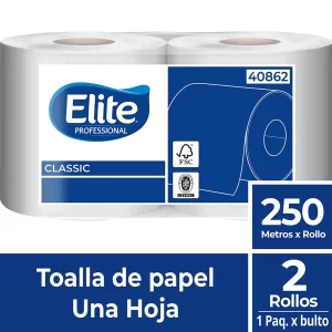 TOALLA MANOS ECONOMICA PAQUETE 2 ROLLOS X 250 MTS ELITE