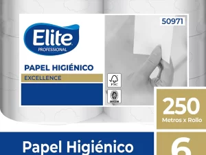 PAPEL HIGIENICO DOBLE HOJA PAQUETE 6 ROLLOS X 250 MTS ELITE
