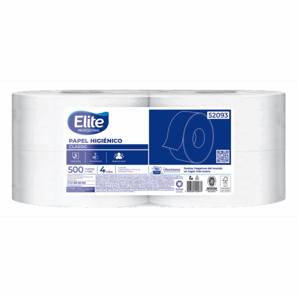 PAPEL HIGIENICO ECONOMICO PAQUETE 4 ROLLOS X 500 MTS ELITE - Imagen 2