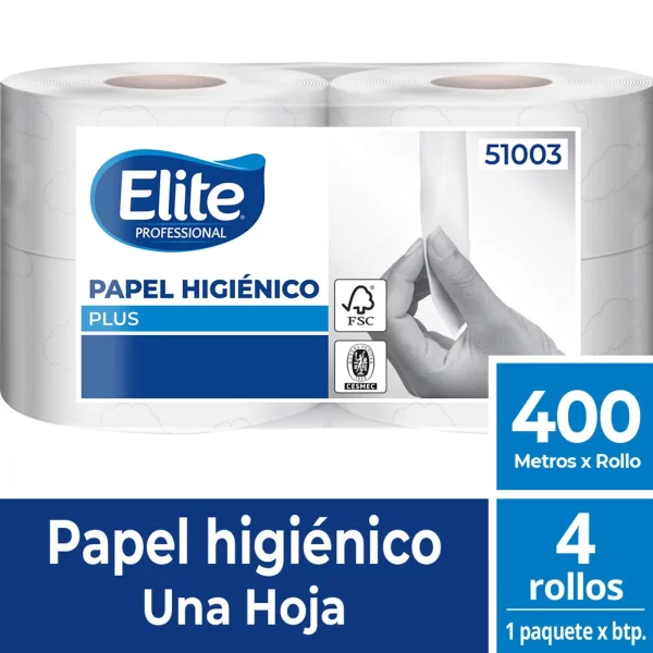 PAPEL HIGIENICO PLUS PAQUETE 4 ROLLO X 400 MTS ELITE