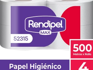 PAPEL HIGIENICO PAQUETE 4 ROLLOS X 500 MTS RENDIPEL MAX