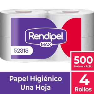 PAPEL HIGIENICO PAQUETE 4 ROLLOS X 500 MTS RENDIPEL MAX