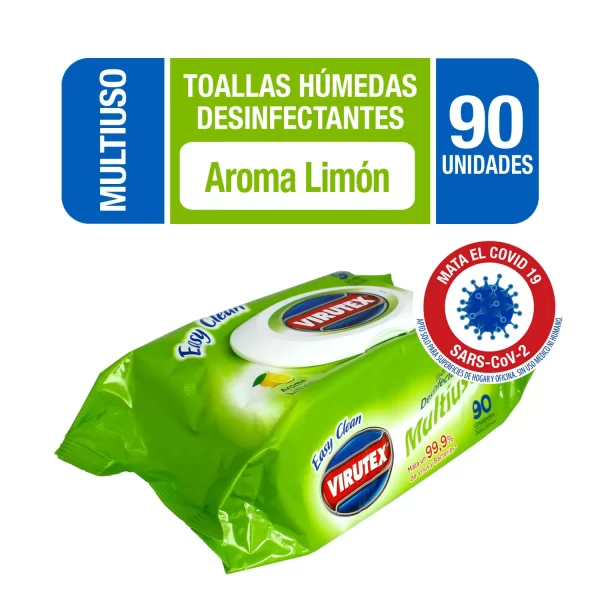 TOALLAS DESINFECTANTES POUCH LIMON 90 UN - EASY CLEAN