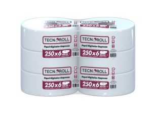 PAPEL HIGIENICO INDUSTRIAL DOBLE HOJA 250MT X 6 UNIDADES TECNOROLL
