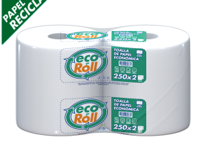 TOALLA DE PAPEL HOJA SIMPLE 250 MTS X 2 UNIDADES ECO ROLL