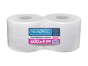 PAPEL HIGIENICO INDUSTRIAL HOJA SIMPLE 600MT X 4 UNIDADES TECNOROLL